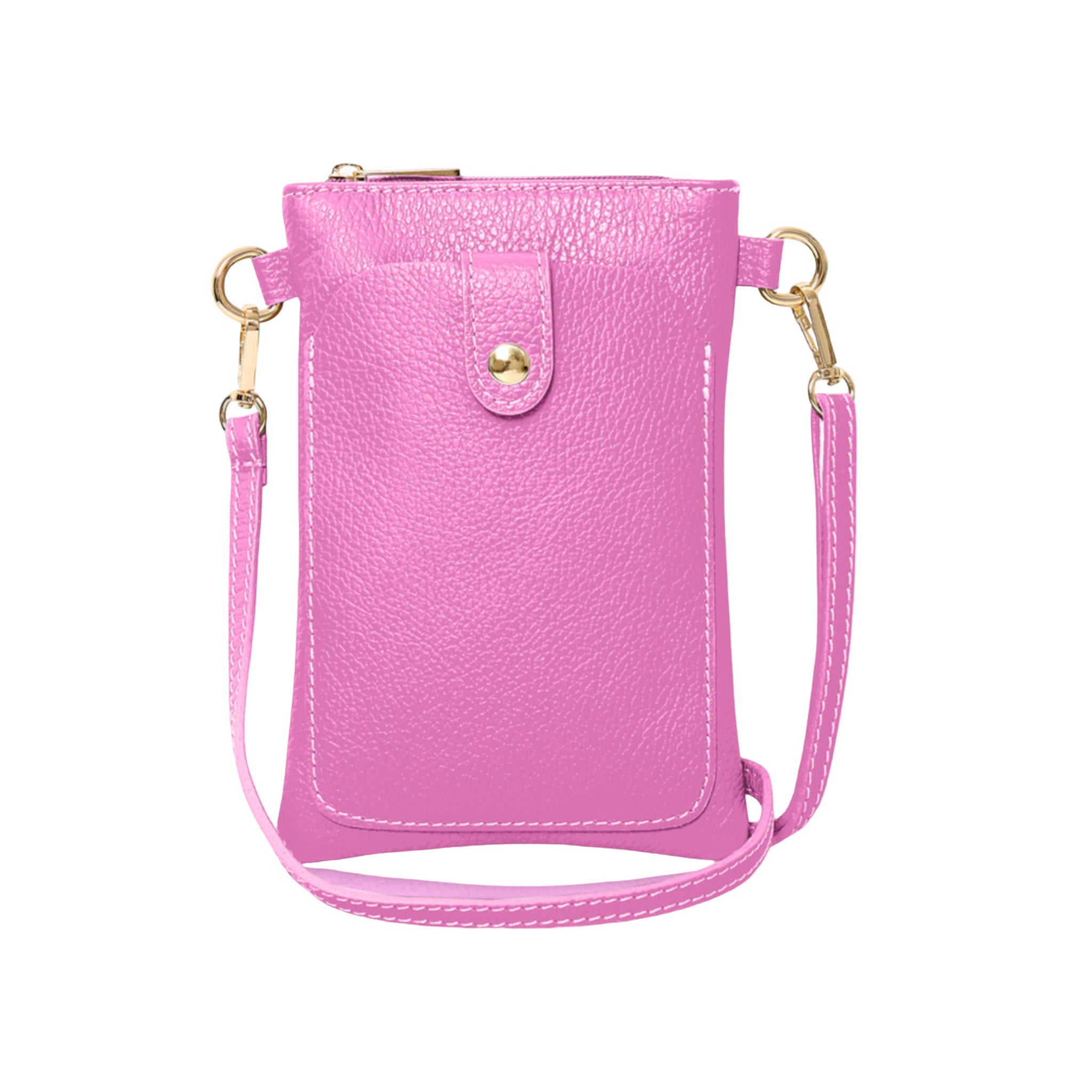 Italian-Leather-Crossbody-Phone-Pouch-Barbie-Pink