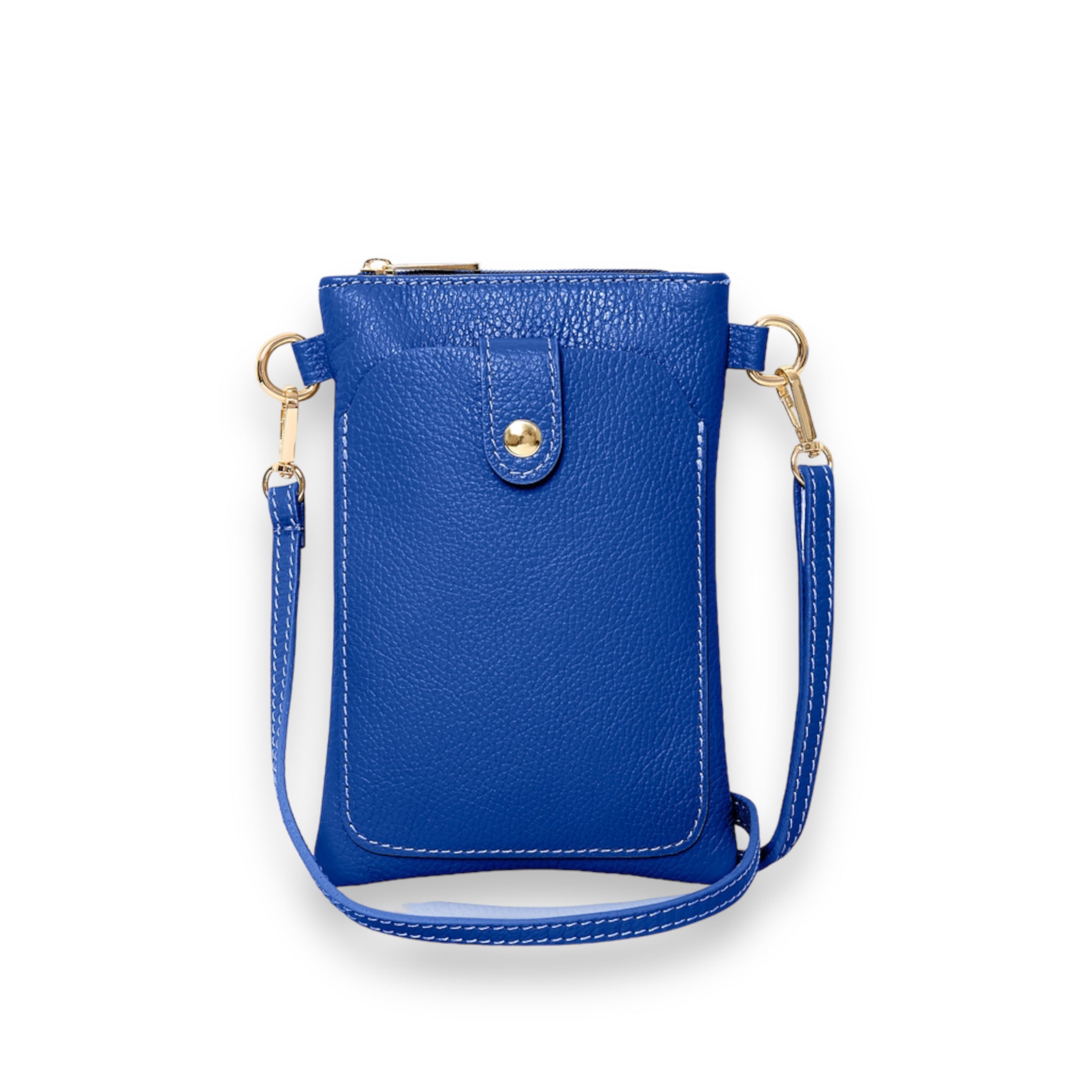Italian-Leather-Crossbody-Phone-Pouch-Navy-Product-Image-Front-View