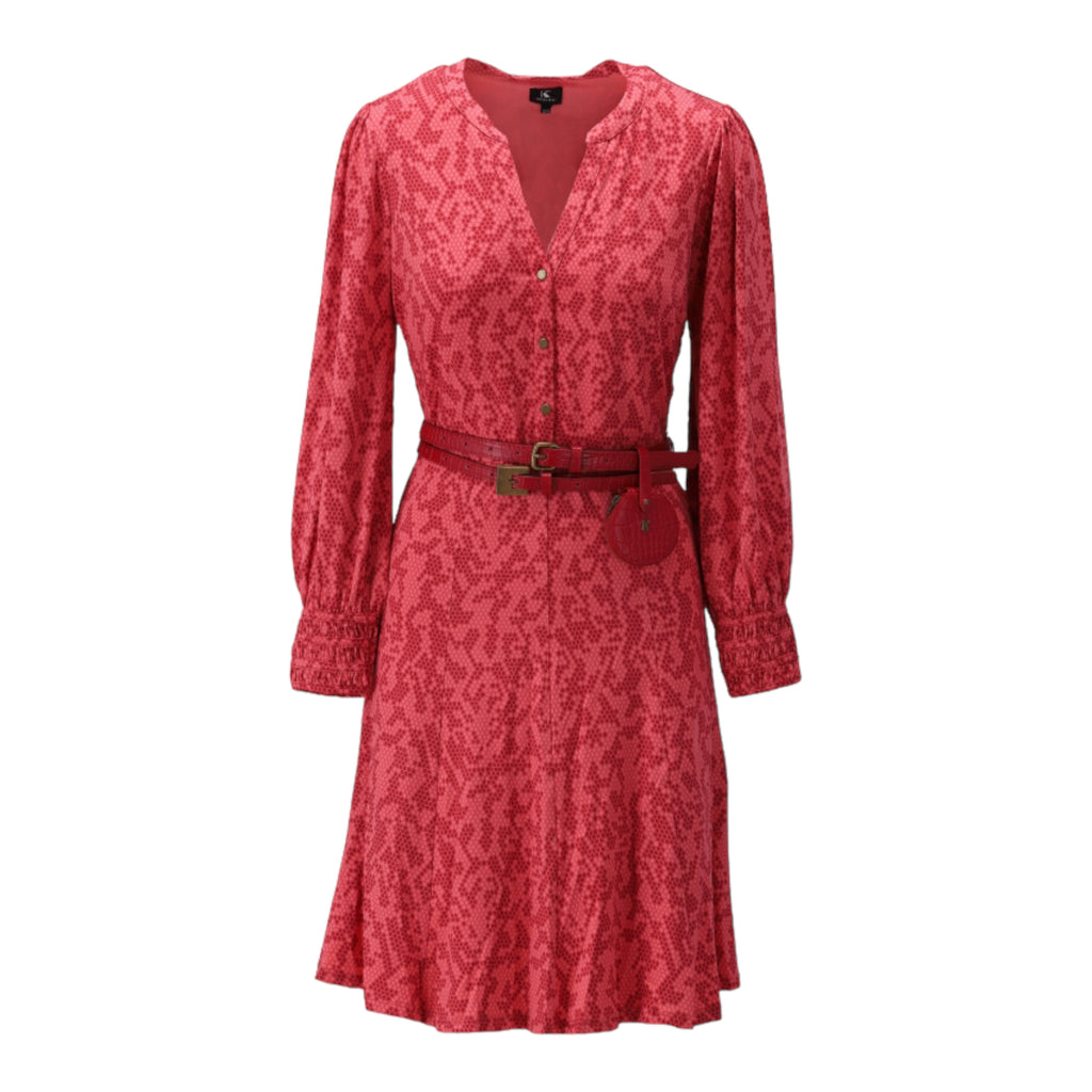 K-Design-Short-Red-Dress-with-Belt-Product-Image-Front-View