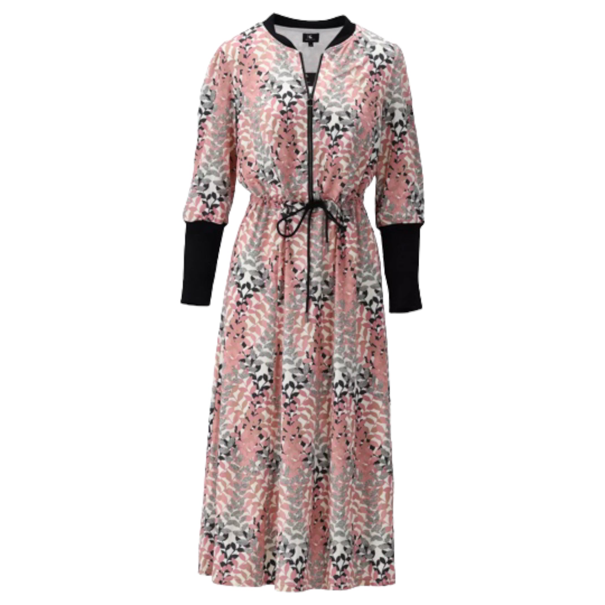 K Design Floral Print Dress with Zip Pink