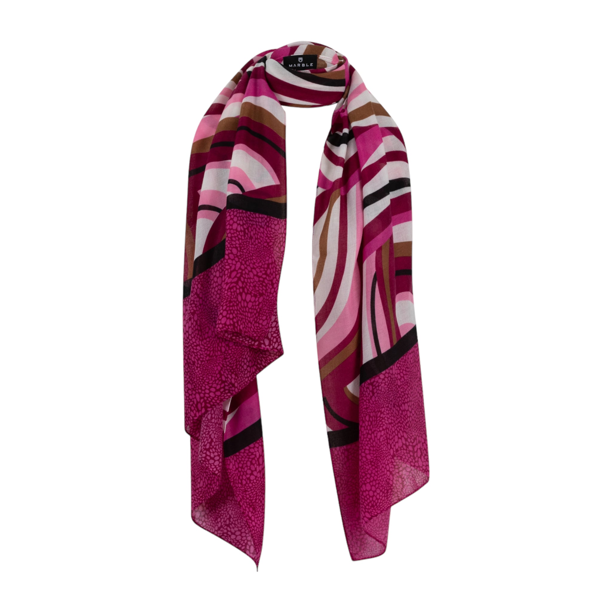 Marble-Long-Printed-Scarf-Berry-Product-Image-Front-View