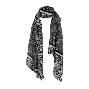 Marble-Long-Printed-Scarf-Black-Product-Image-Front-View