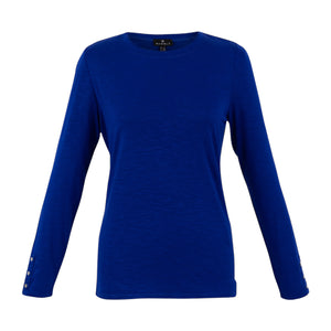 Marble-Round-Neck-Long-Sleeve-Top-Cobalt-Blue-Product-Image-Front-View