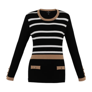 Marble-Round-Neck-Sweater-Black-and-Tobacco-Product-Image-Front-View