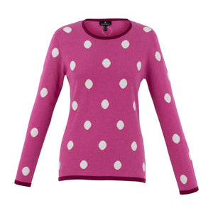 Marble-Round-Neck-Sweater-Pink-Polka-Dot-Product-Image-Front-View