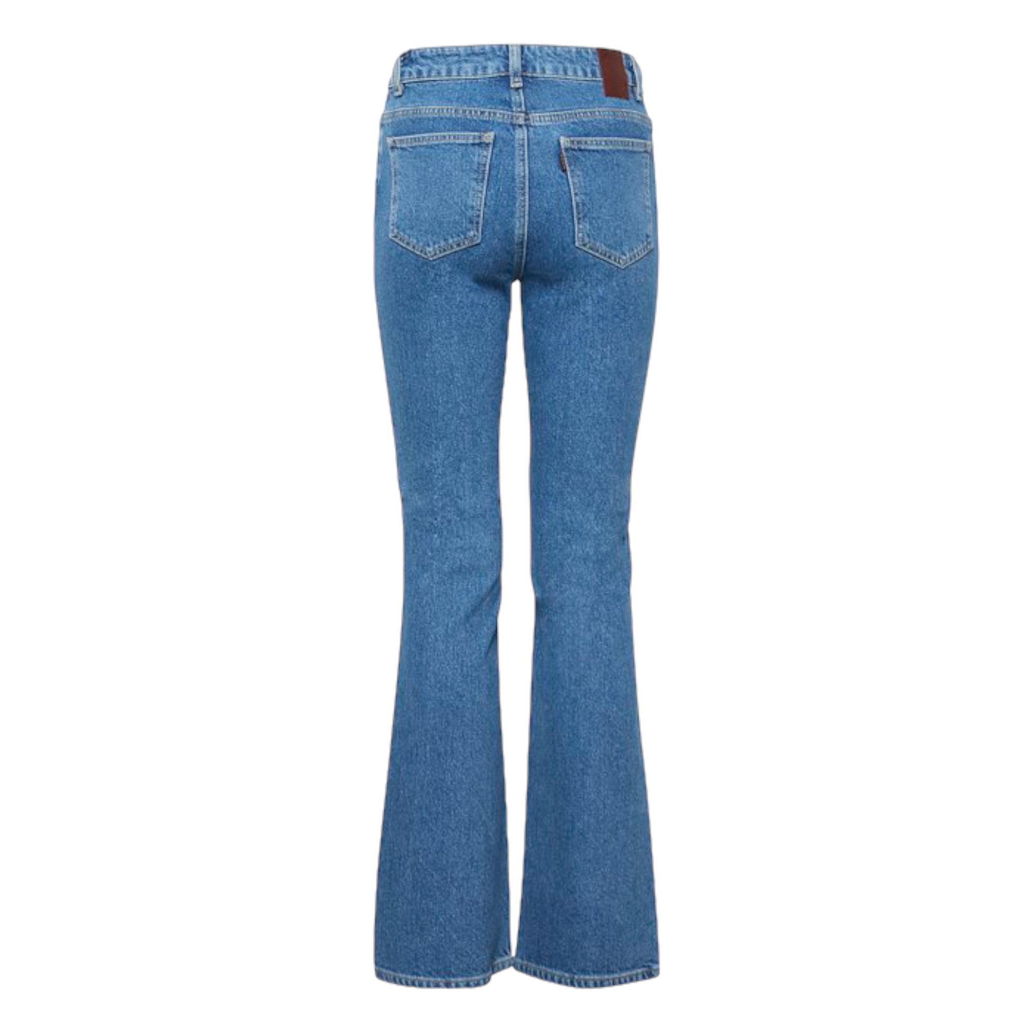 Pulz Talia Ultra High Waist Boot Cut Jeans Medium Blue
