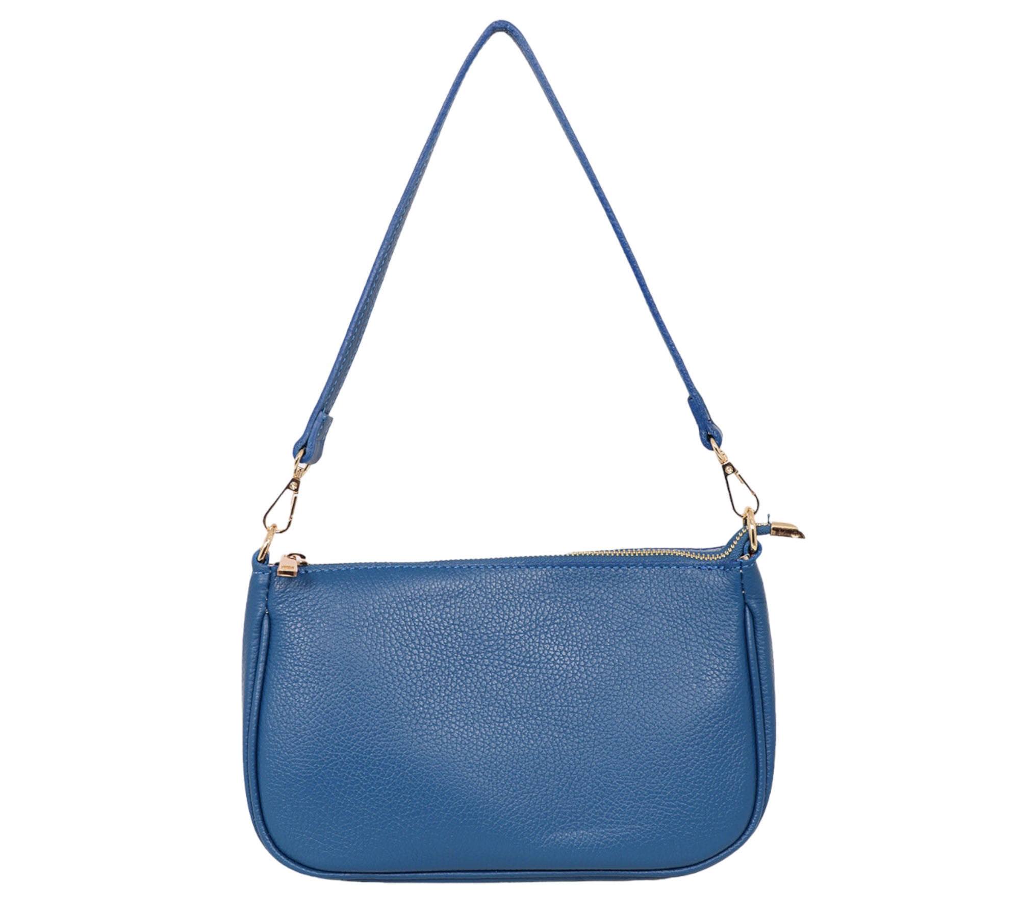 Italian Leather Baguette Bag Blue