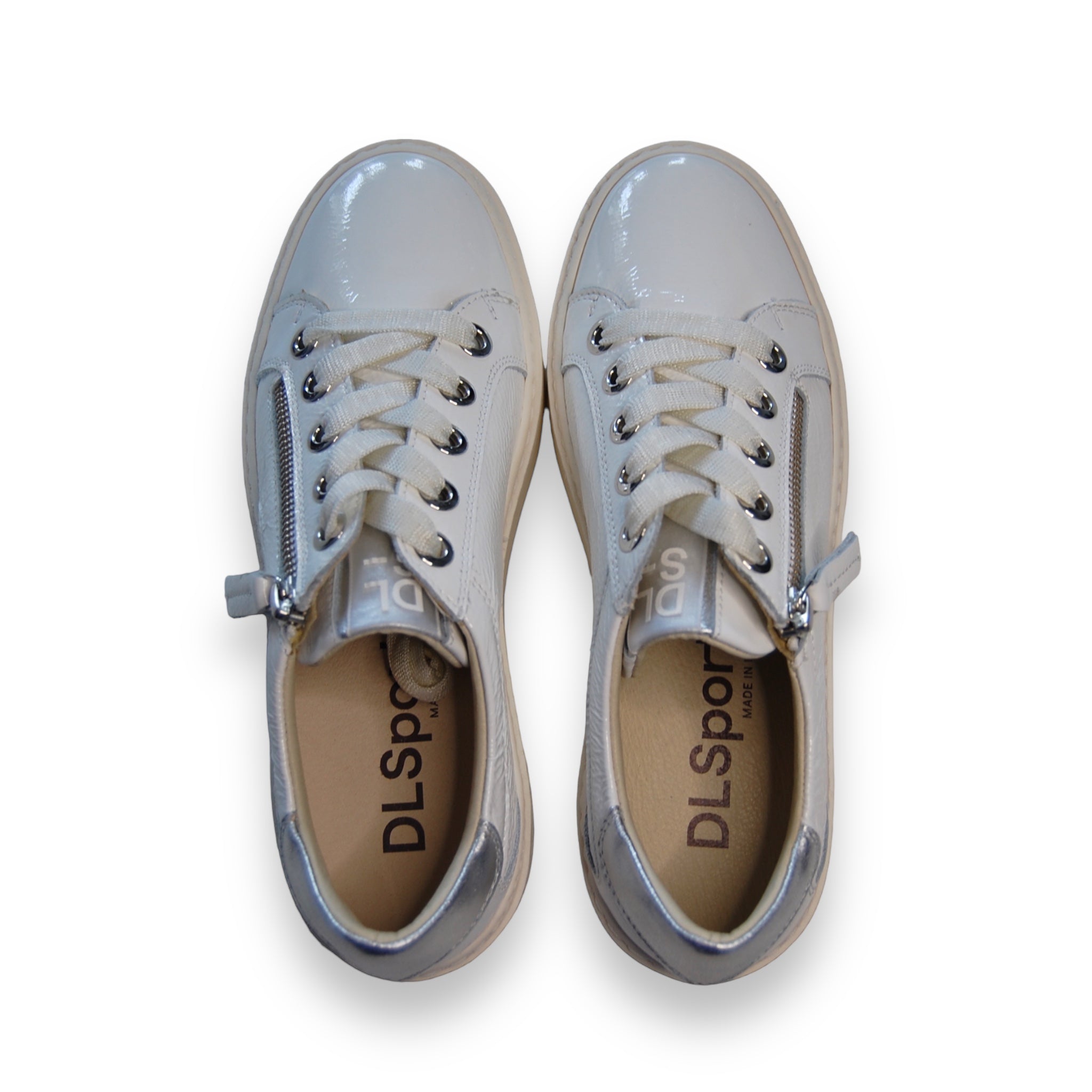 DL Sport Patent Leather Sneaker White 5607 Naplak Bianco V3 top view
