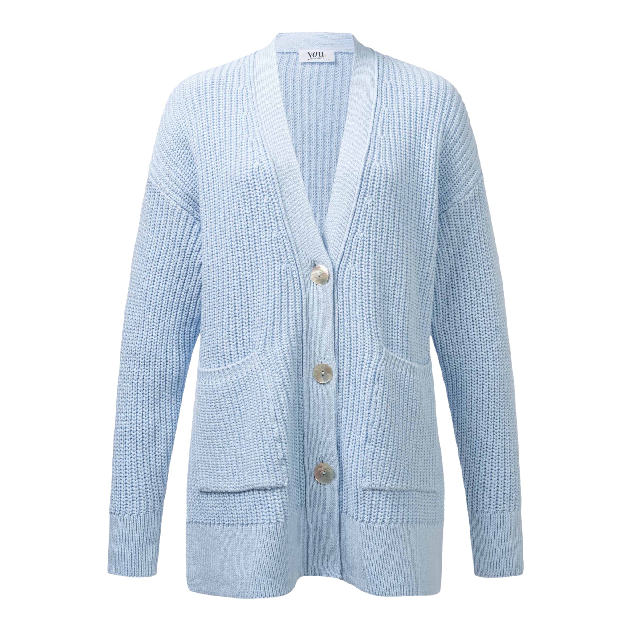 Just White You Long Cardigan Light Blue